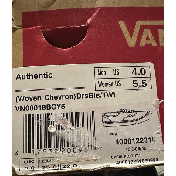 Vans Authentic Woven Chevron In Drs/twt size women’s 5.5/men 4 - Picture 7 of 7